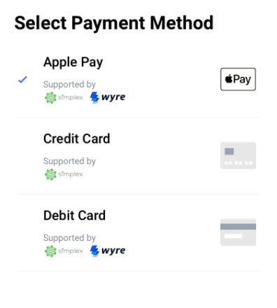 Select Apple Pay as your payment method in the BitPay app.