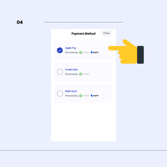 Select Apple Pay as your payment method in the BitPay app.